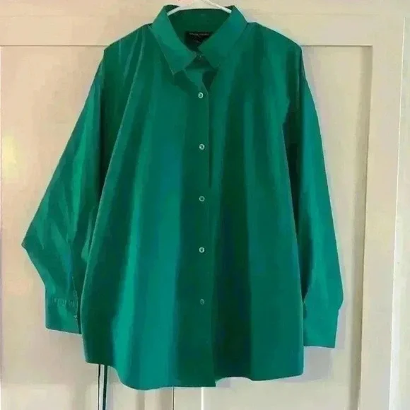 Banana republic Factory button up women’s shirt size large in green. - Picture 1 of 8